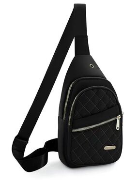 Black Quilted Crossbody Sling Bag